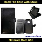 Book Flip Case with Strap For Motorola Moto G5S XT1793 Slim Fit Look